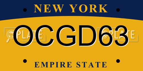 OCGD63 New York License Plate