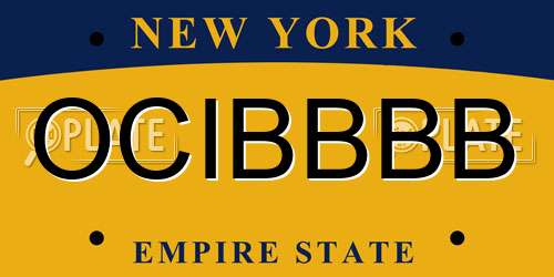 OCIBBBB New York License Plate