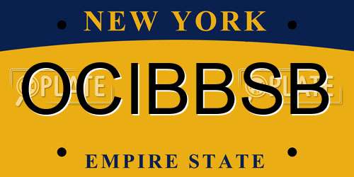 OCIBBSB New York License Plate