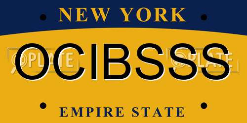 OCIBSSS New York License Plate
