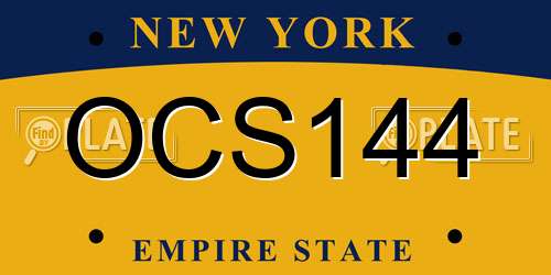 OCS144 New York License Plate