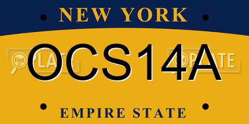 OCS14A New York License Plate
