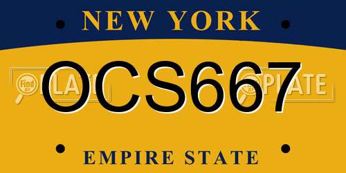 OCS667 New York License Plate