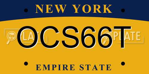OCS66T New York License Plate