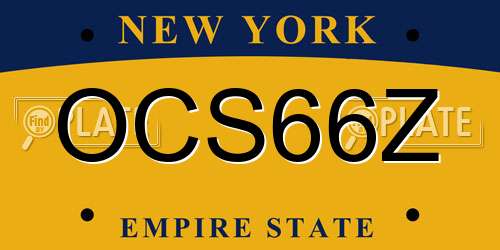 OCS66Z New York License Plate