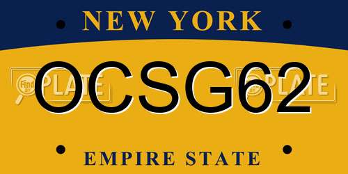 OCSG62 New York License Plate