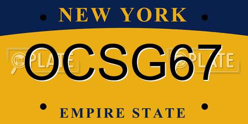 OCSG67 New York License Plate