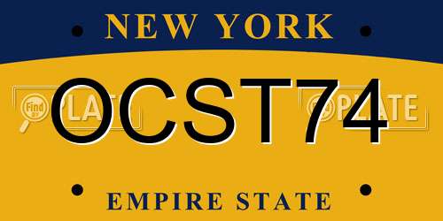 OCST74 New York License Plate