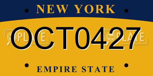 OCT0427 New York License Plate