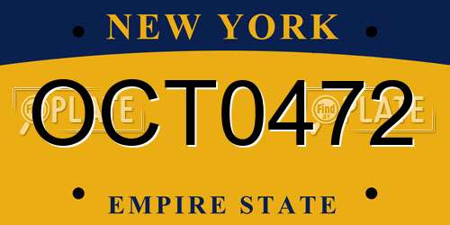 OCT0472 New York License Plate