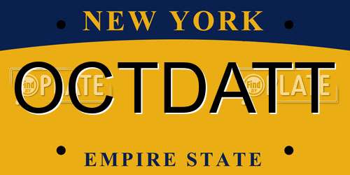 OCTDATT New York License Plate
