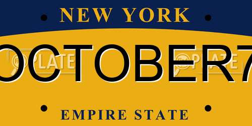 OCTOBER7 New York License Plate