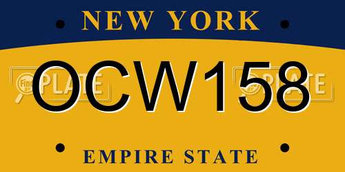 OCW158 New York License Plate