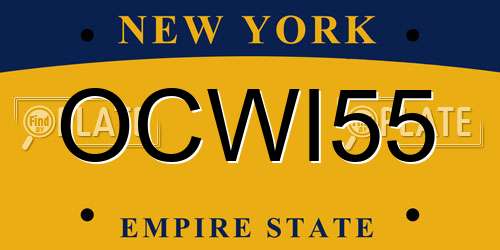 OCWI55 New York License Plate