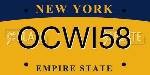OCWI58 New York License Plate