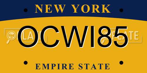 OCWI85 New York License Plate