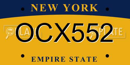 OCX552 New York License Plate