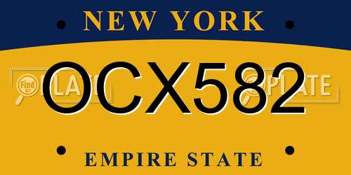 OCX582 New York License Plate