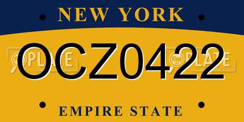 OCZ0422 New York License Plate