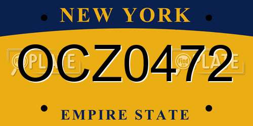 OCZ0472 New York License Plate