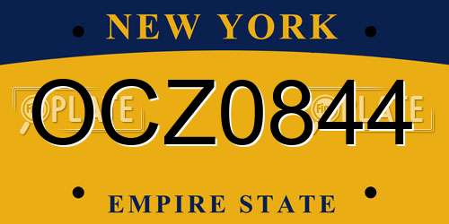 OCZ0844 New York License Plate