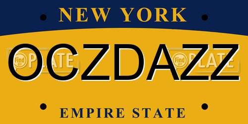 OCZDAZZ New York License Plate