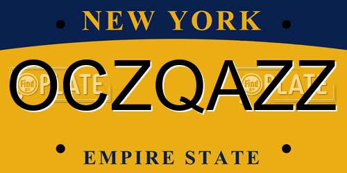 OCZQAZZ New York License Plate