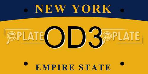OD3 New York License Plate