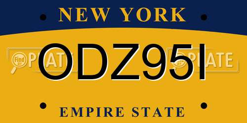 ODZ95I New York License Plate