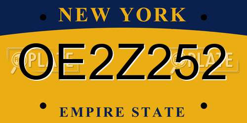 OE2Z252 New York License Plate