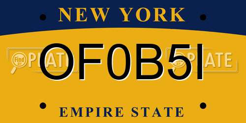 OF0B5I New York License Plate
