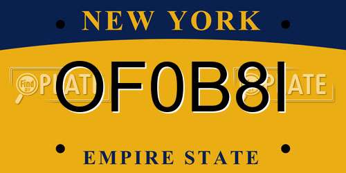OF0B8I New York License Plate