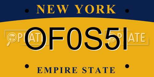 OF0S5I New York License Plate