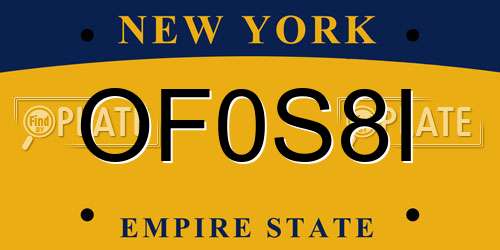 OF0S8I New York License Plate
