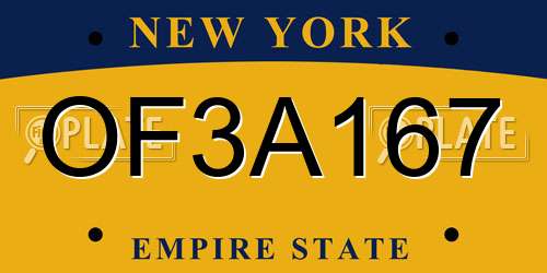 OF3A167 New York License Plate