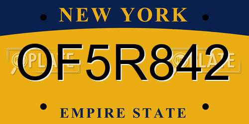 OF5R842 New York License Plate