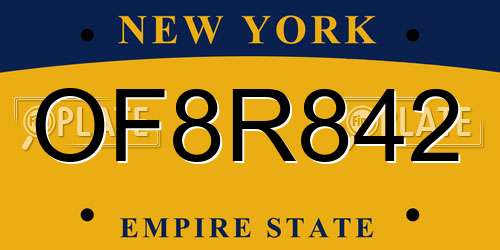 OF8R842 New York License Plate
