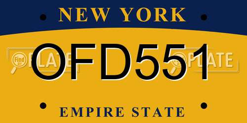 OFD551 New York License Plate