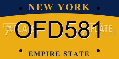 OFD581 New York License Plate