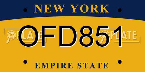OFD851 New York License Plate