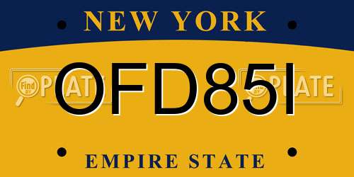 OFD85I New York License Plate