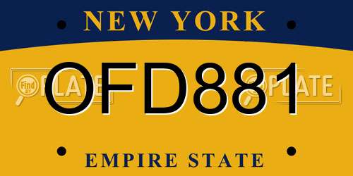 OFD881 New York License Plate
