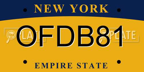 OFDB81 New York License Plate