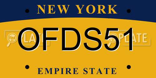 OFDS51 New York License Plate