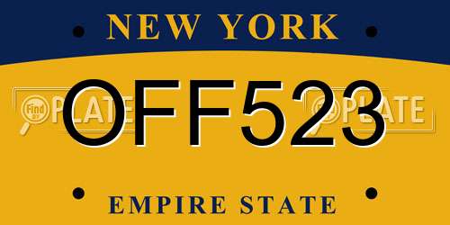 OFF523 New York License Plate