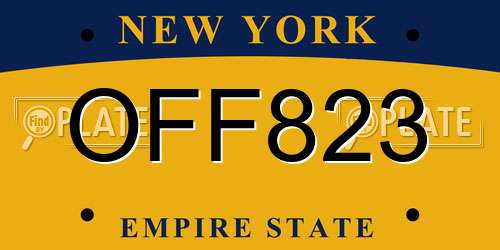 OFF823 New York License Plate