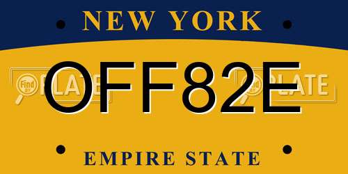 OFF82E New York License Plate