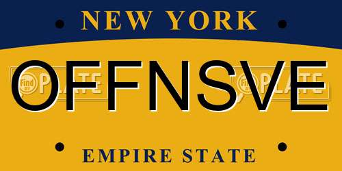 OFFNSVE New York License Plate