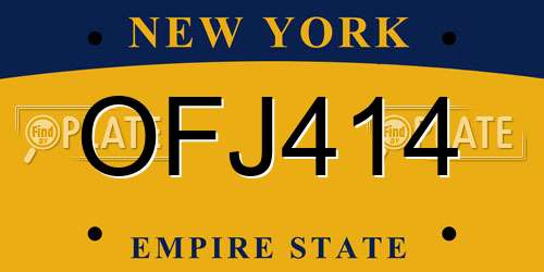 OFJ414 New York License Plate