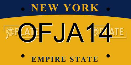 OFJA14 New York License Plate